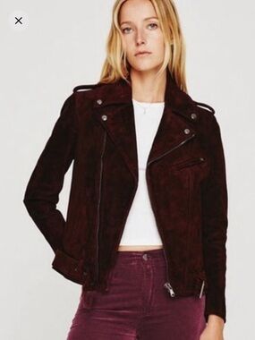 Ag Adriano goldshmeid /  rory moto jacket in spiced rum maroon suede L